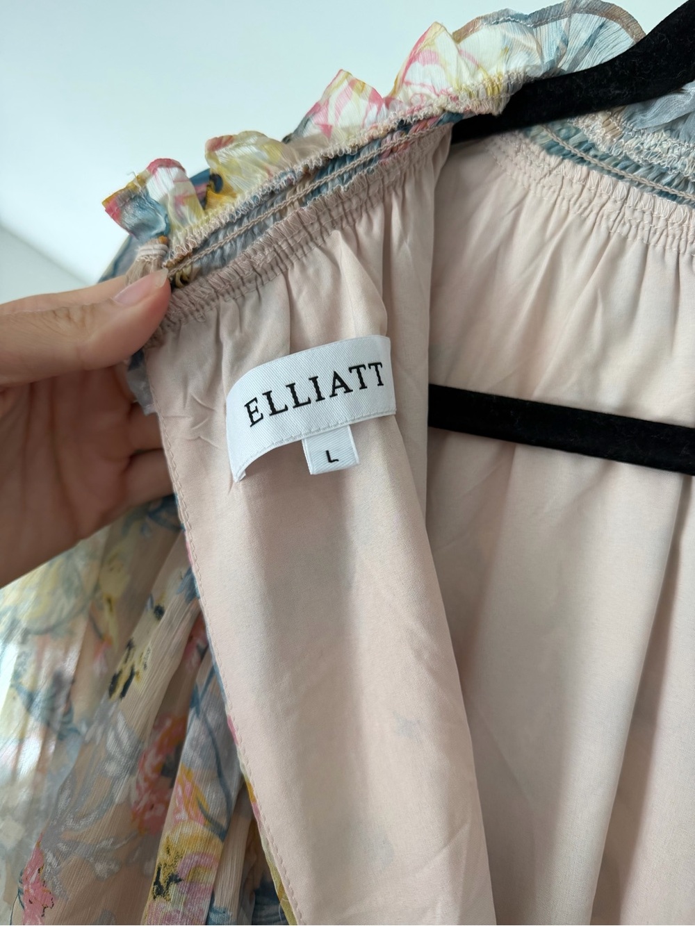 Elliatt Pastel Floral High-Low Chiffon Dress - Blush, Yellow, Blue - Picture 10 of 10